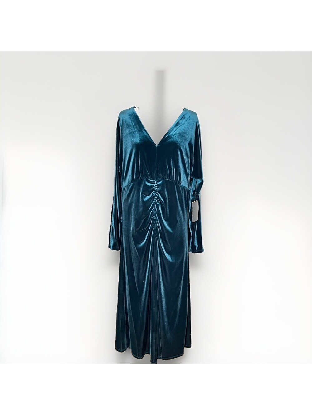 Halogen Nordstrom Teal Green Velvet Maxi Evening Dress New With Tags Sz L